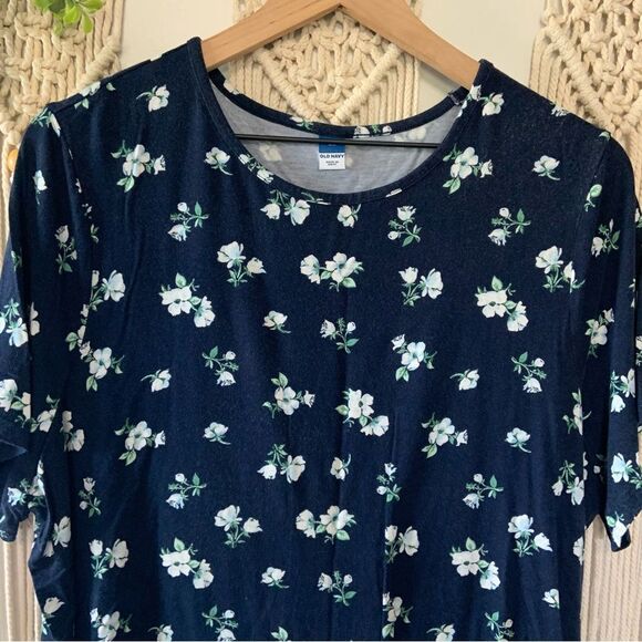 OLD NAVY Women’s Luxe Short Sleeve Crew Neck T-Shirt Blue Floral Size XXL - Picture 4 of 10